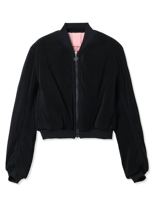 絲感百褶軍裝風飛行夾克 Silky Pleats Military Bomber Jacket