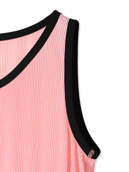 絲感百褶印花無袖洋裝 Silky Pleats Printed Sleeveless Dress