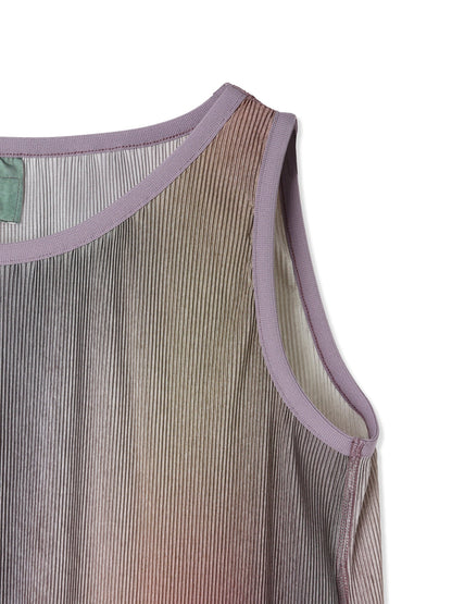絲感百褶印花無袖洋裝 Silky Pleats Printed Sleeveless Dress