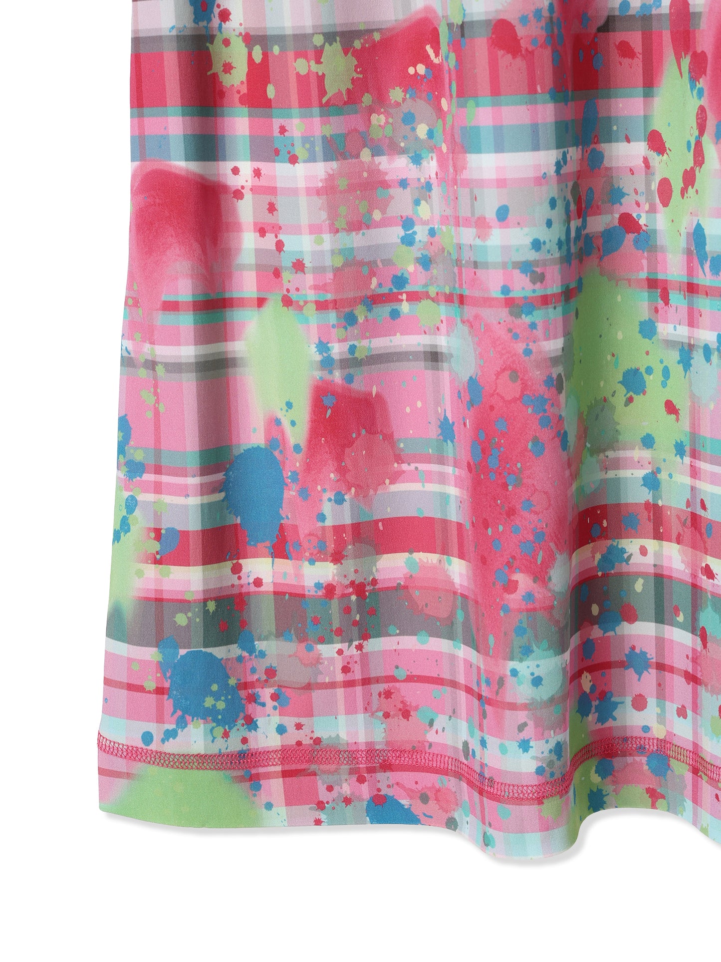 鮮豔格紋與潑墨印花無袖洋裝 Paper Jersey Sleeveless Dress