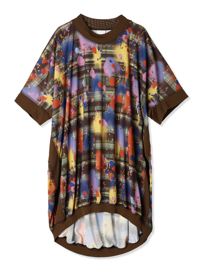 紙感針織印花短款繭形洋裝 Paper Jersey Printed Short Cocoon Dress