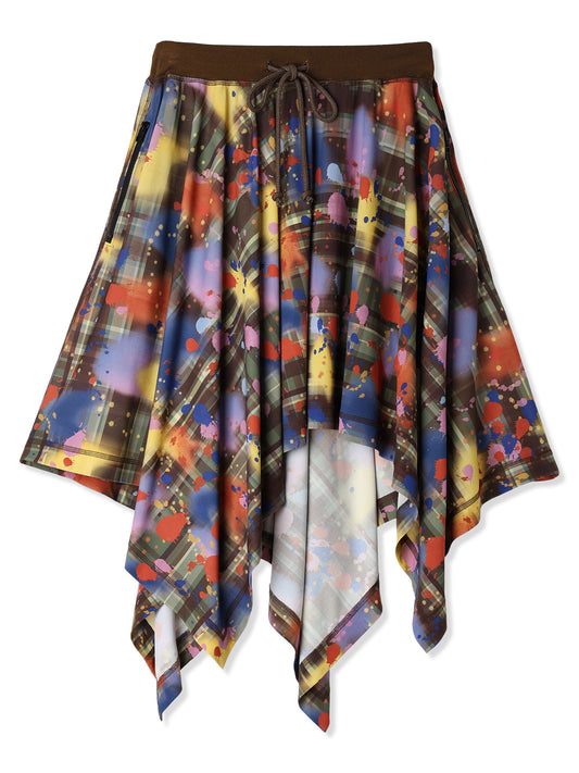 紙感針織印花方形剪裁裙  Paper Jersey Printed Square Cut Skirt