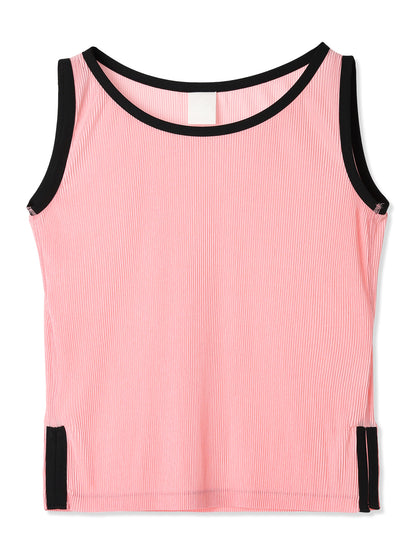 絲感百褶側開衩背心  Silky Pleats Side-Slit Tank Top