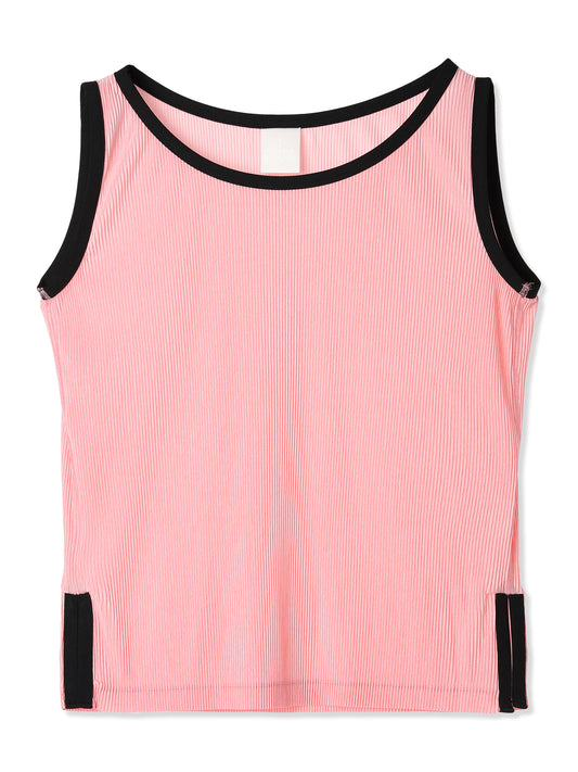 絲感百褶側開衩背心  Silky Pleats Side-Slit Tank Top
