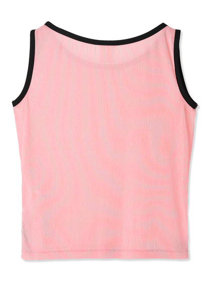 絲感百褶側開衩背心  Silky Pleats Side-Slit Tank Top
