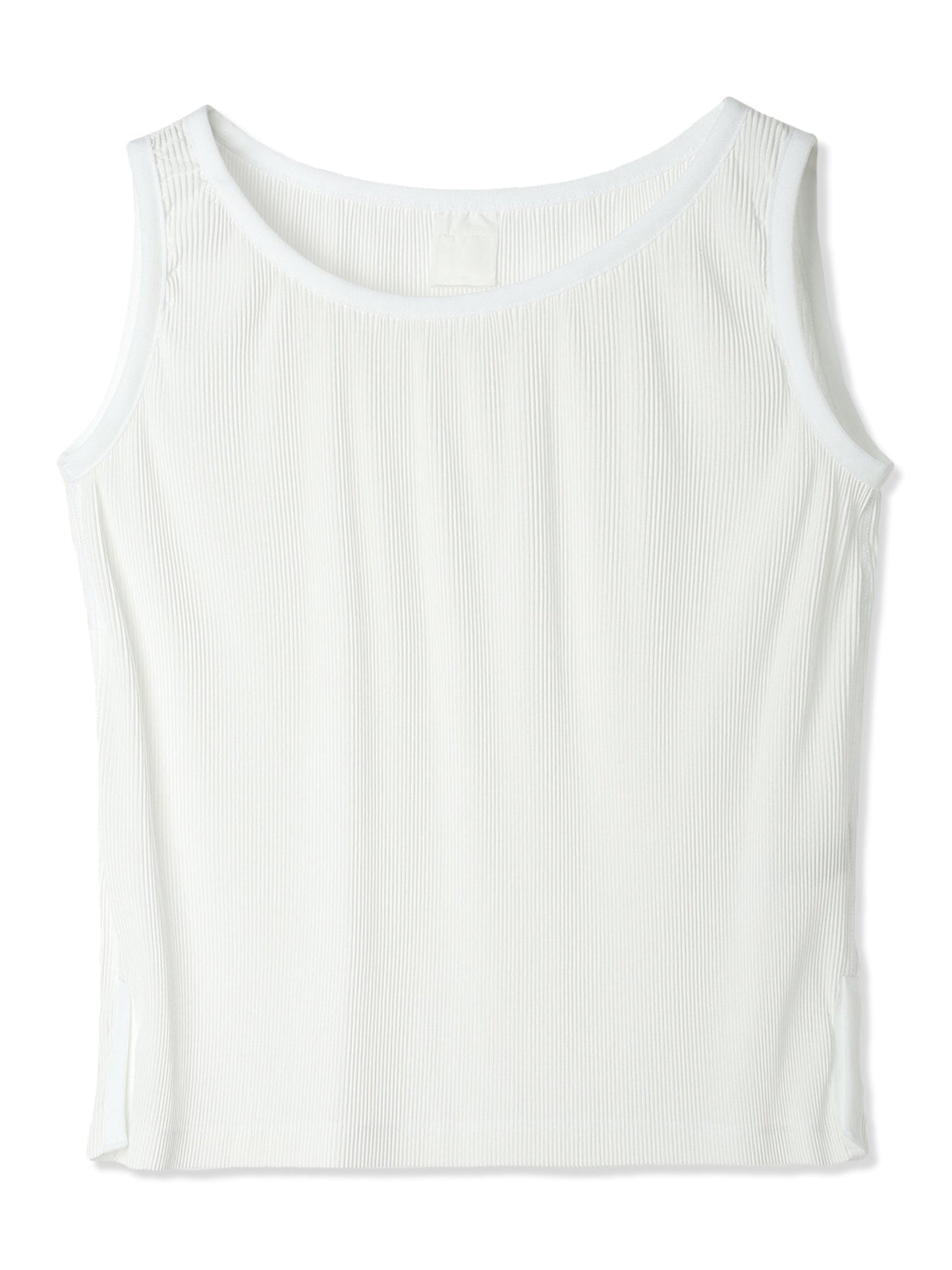 絲感百褶側開衩背心  Silky Pleats Side-Slit Tank Top