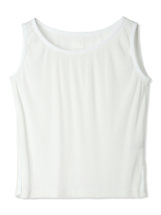 絲感百褶側開衩背心  Silky Pleats Side-Slit Tank Top