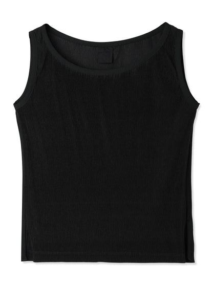 絲感百褶側開衩背心  Silky Pleats Side-Slit Tank Top