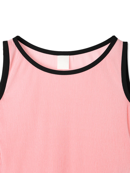 絲感百褶側開衩背心  Silky Pleats Side-Slit Tank Top