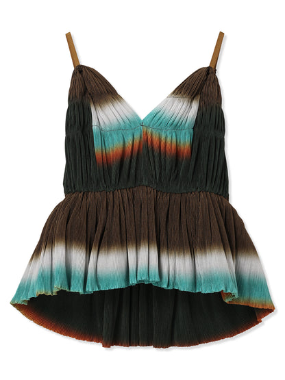 絲感百褶印花細肩帶上衣  Silky Pleats Printed Camisole Top