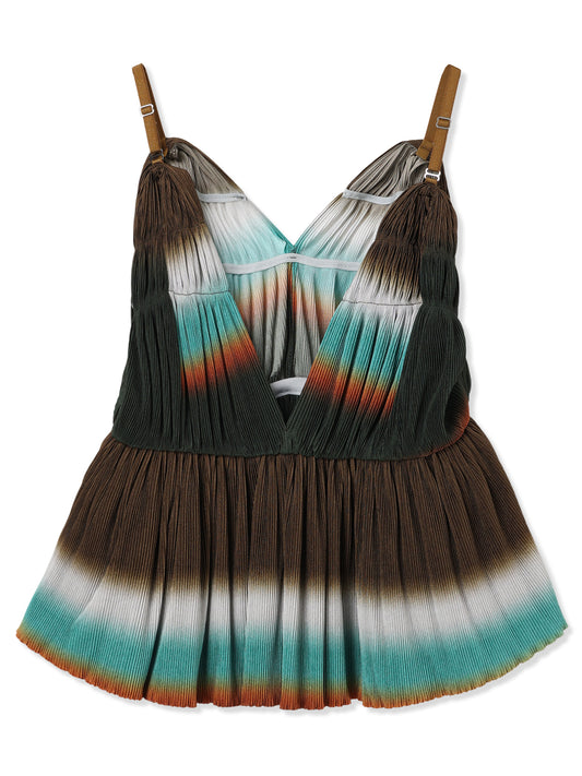 絲感百褶印花細肩帶上衣  Silky Pleats Printed Camisole Top